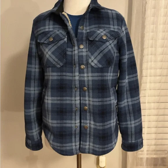 Boys Plaid Shacket Sherpa Columbia T shirt lot sz M Outdoor Kids coat - Picture 3 of 4